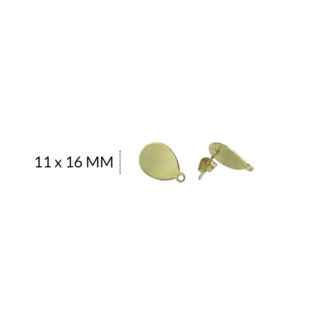 Herraje acero para arete lagrima plana x par