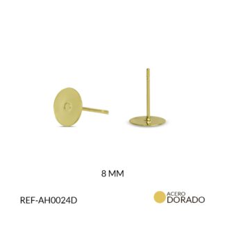 Pulla acero plana 8mm dorado x 3 pares