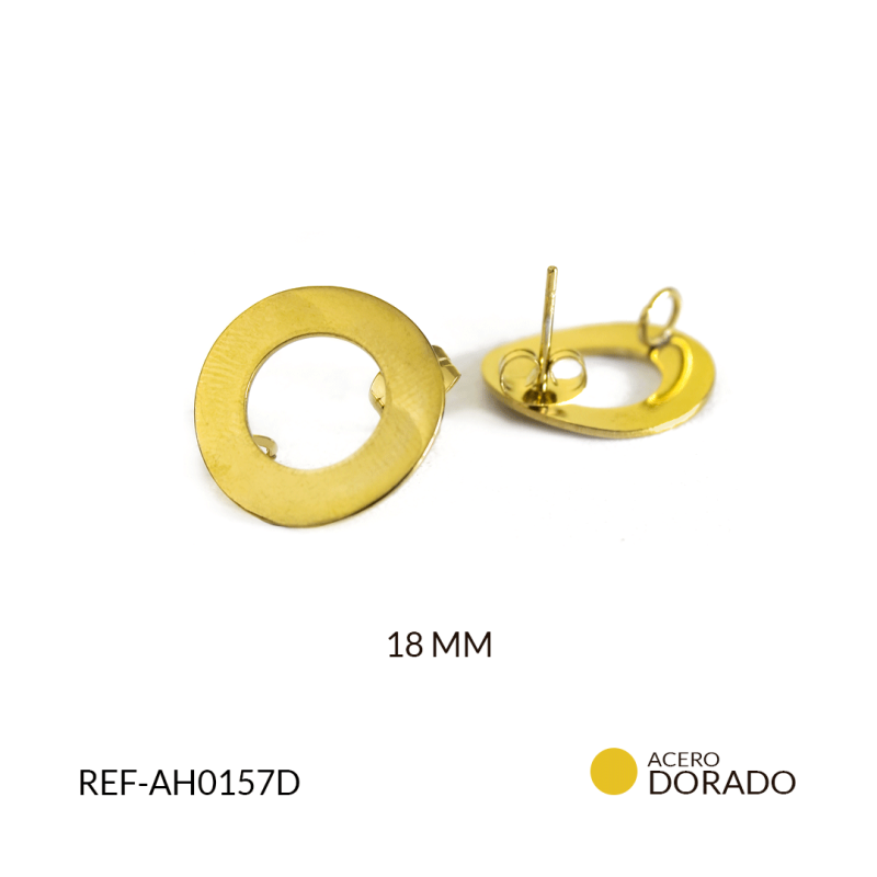Herraje acero para arete topo hueco 18mm x par