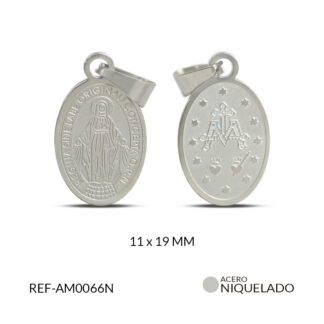 Medalla Acero Ovalada Grabada V Milagrosa 11x19mm x und