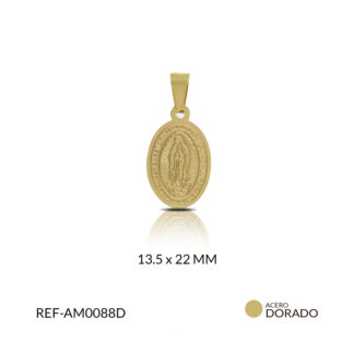 Medalla acero virgen guadalupe13.5x22mm x und