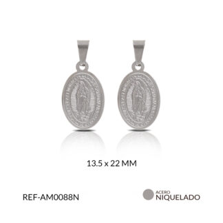 Medalla acero virgen guadalupe 13.5x22mm x und