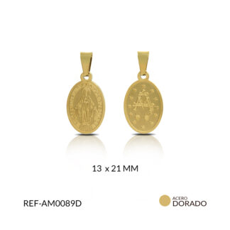 Medalla acero virgen milagrosa 13x21mm x und