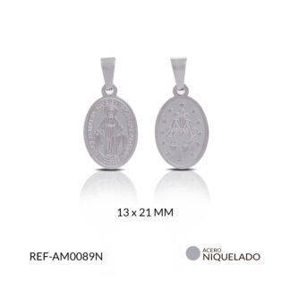 Medalla acero virgen milagrosa grabada 13X21mm
