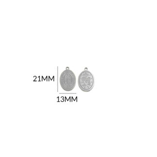 Medalla acero grabado V guadalupe 21X13mm x und