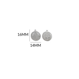 Medalla acero grabada Virgen Milagrosa 16X14mm x und