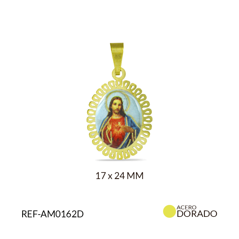 MEDALLA ACERO RESINADO SAGRADO CORAZON DE JESUS/ x UND / REF-AM0162D