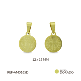Medalla acero grabada San Benito 12x15mm x unidad