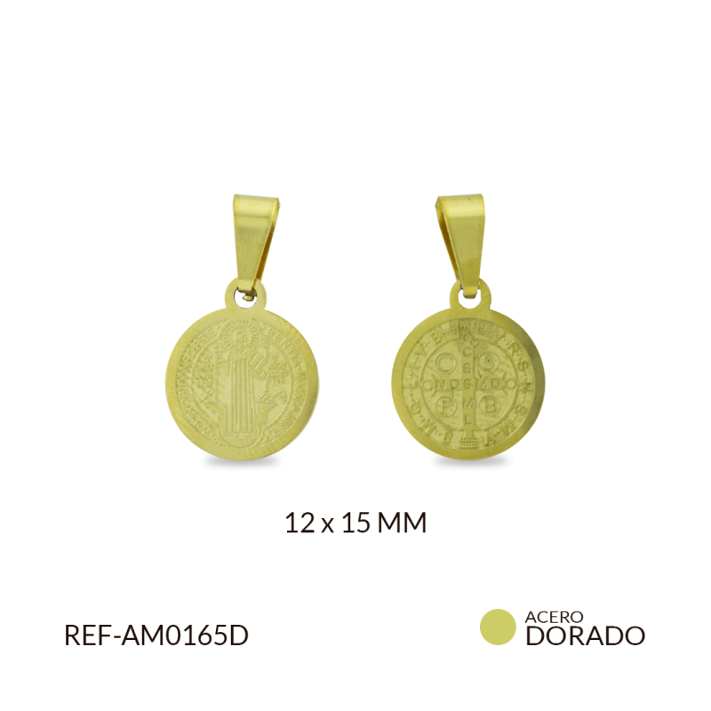 Medalla acero grabada San Benito 12 x 15mm / x unidad / Ref-AM0165D