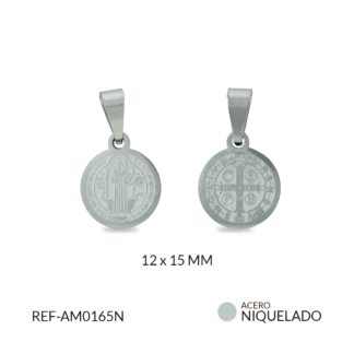 Medalla acero san benito 12x15mm x unidad