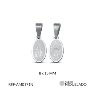 Medalla en Acero V Milagrosa Pinatada 8x15mm x und