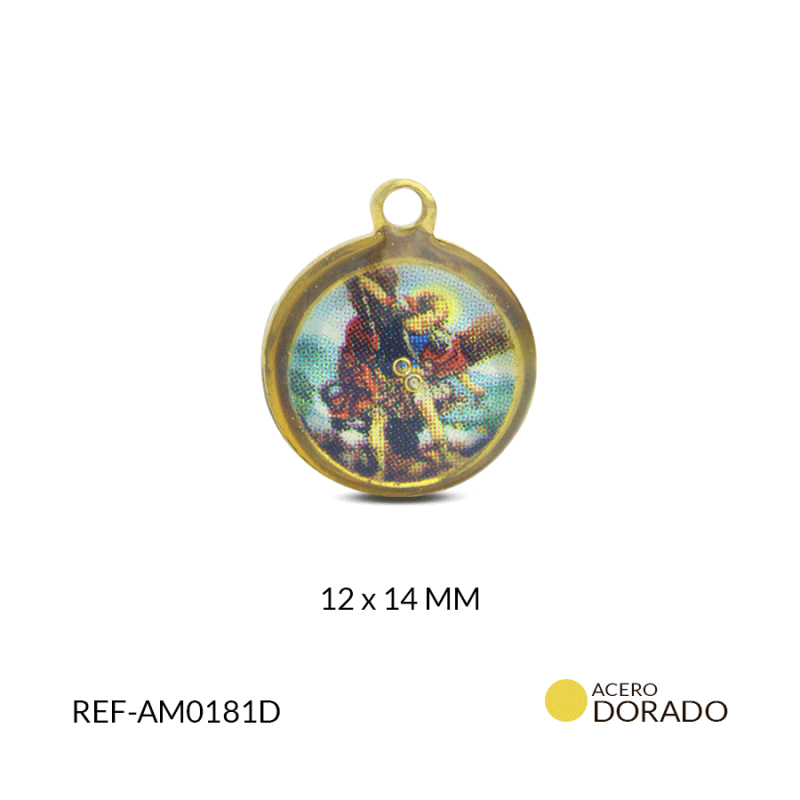 Medalla acero Arcángel resina 12x14 mm / x unidad / Ref-AM0181D