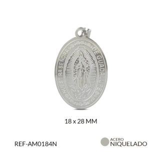 Medalla Acero Guadalupe Grabada 18x28mm x Und
