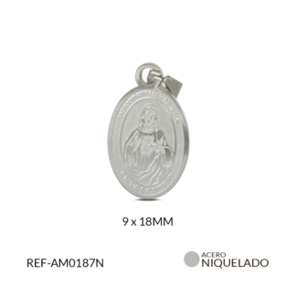 Medalla Acero Sagrado Corazón 9x18mm x Und