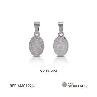 Medalla acero virgen milagrosa 9x14mm x und