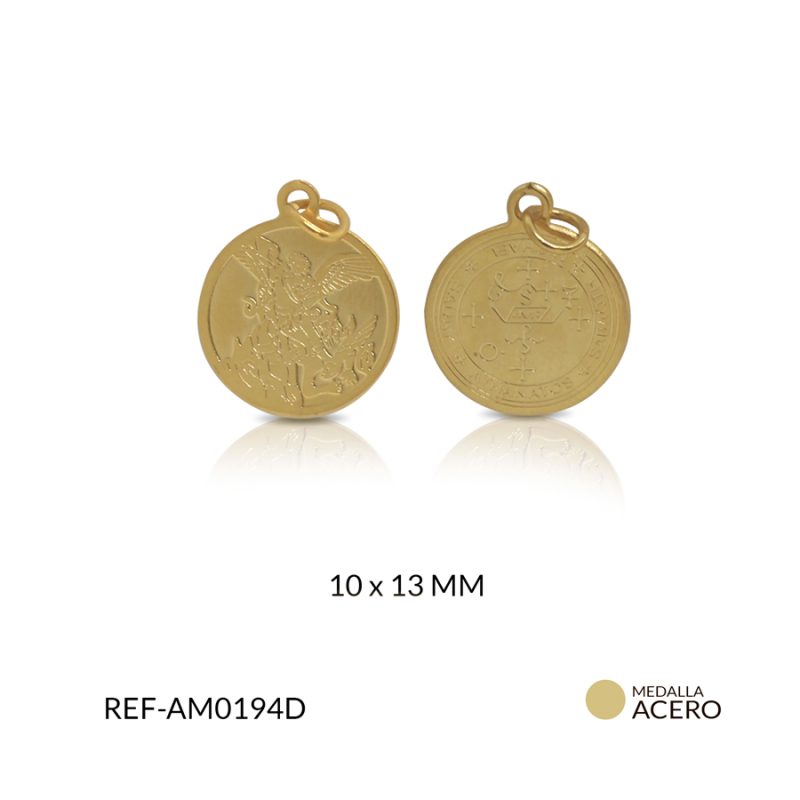 Medalla acero san miguel arcangel 10 x 13 mm  color dorado / x und / REF-AM0194D