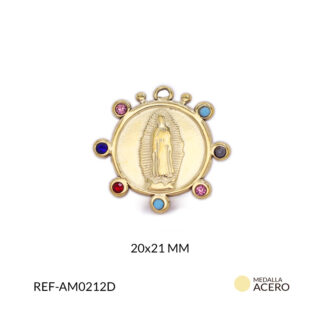 Medalla acero redondo virgen guadalupe x unid