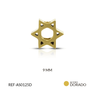 Separador acero dorado estrella de David 9 mm x und