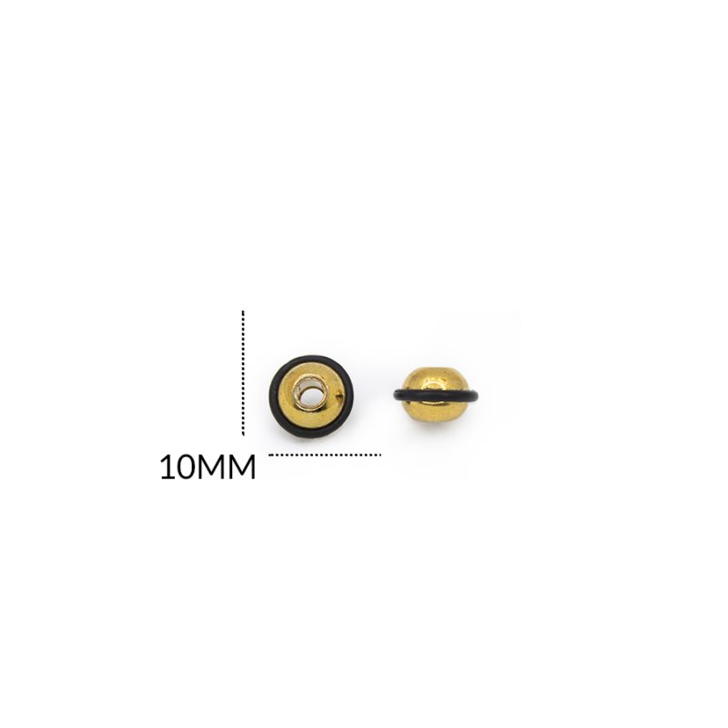 SEPARADOR EN ACERO CON BANDA DE NEOPRENO NEGRO 10MM / color dorado / paquete x 10 unidades / REF-AS0150D / REF-AS0150D