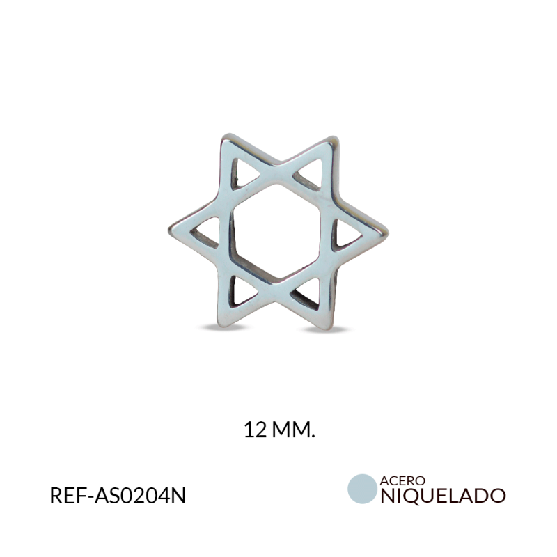 SEPARADOR ACERO NIQUELADO ESTRELLA DE DAVID/ X UND/12MM / REF-AS0204N