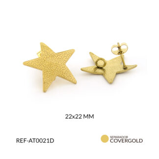 Topo acero dorado estrella martillado x par