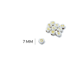 Separador corazon blanco letras doradas 7mm paquete x20grm