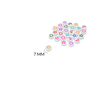 Separador acrílico plano blanco figuras multicolor 7mm paquete x10 gramos
