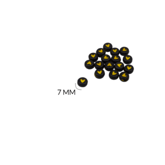 Separador acrílico plano negro corazones dorados 7mm paquete x10 gramos