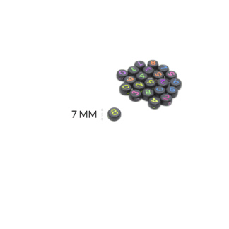 Separador acrílico redondo plano negro números neón 7mm x20 gramos