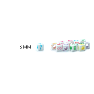 Separador acrílico mate cubo blanco números mixto 6mm paquete x20 gramos