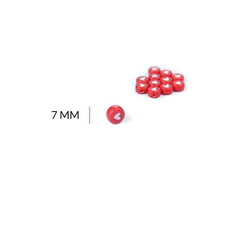 SEPARADOR ACRÍLICO PLANO ROJO CORAZÓN BLANCO 7 MM / paquete x 20 grm / REF-BA3168