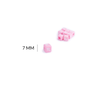 Separador acrílico cuadrado rosado signo zodiacal 7mm x10 gramos