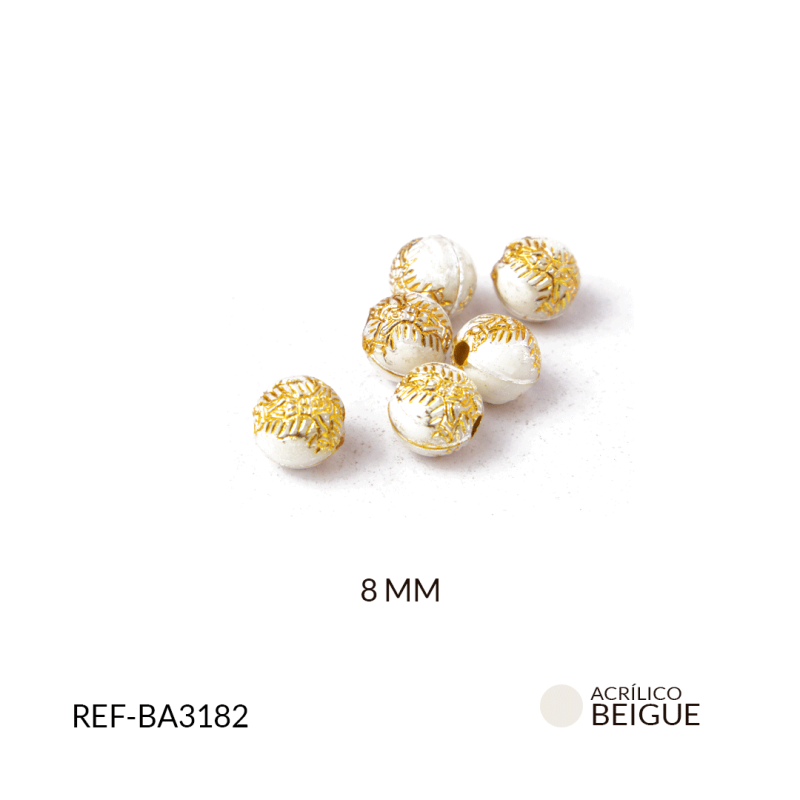 Bola acrílico beige cristo dorado 8mm