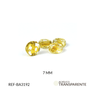 Separador acrílico redondo plano transparente letras doradas 7mm paquete x10 gramos