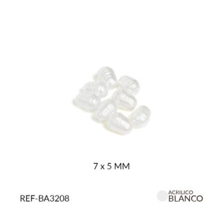 Separador acrílico imitación perla de rio blanco 7X5mm paquete x10 gramos
