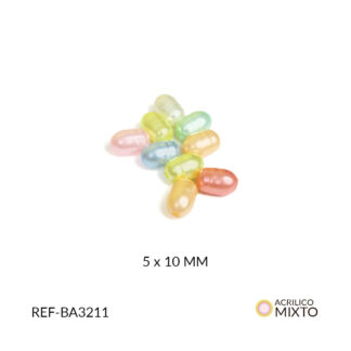 Separador acrílico imitación perla de rio colores pastel 5x10 mm paquete x10 gramos