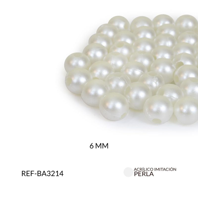 Separador acrílico imitación perla 6mm / paquete x 20 gramos / Ref-BA3214