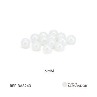 Separador acrílico imitación perla blanca 6mm paquete x20 gramos