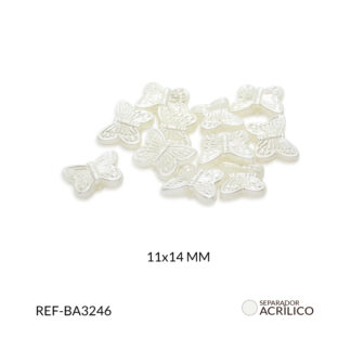 Separador acrílico mariposa nacarada 11x14mm paquete x10 gramos