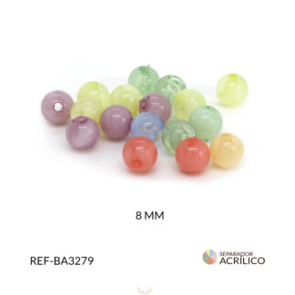 Separador acrílico bola hielo color pastel 8mm paquete x10 gramos
