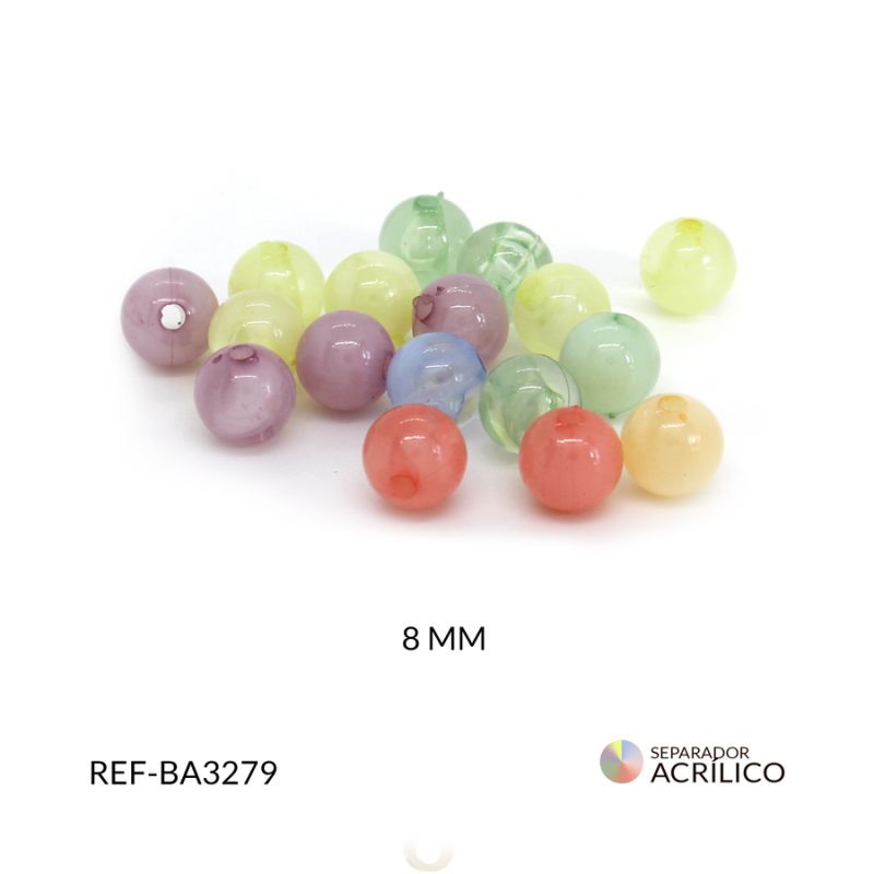 Separador acrílico bola hielo color pastel 8mm / paquete x 10 gramos / Ref-BA3279