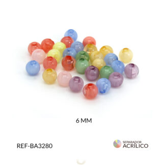 Separador acrílico bola hielo color pastel 6mm paquete x10 gramos