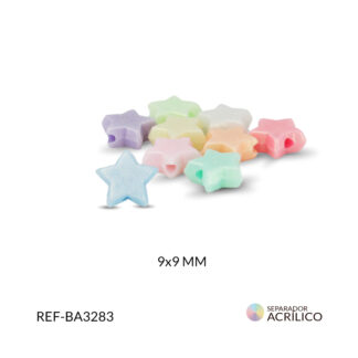 Separador acrílico estrella nacarada mix 9x9mm paquete x 10 gramos