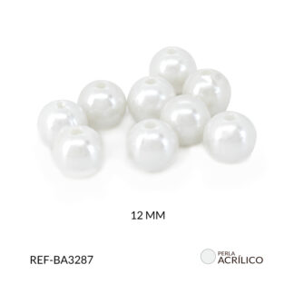Separador acrílico imitación perla blanca 12mm paquete x20 gramos