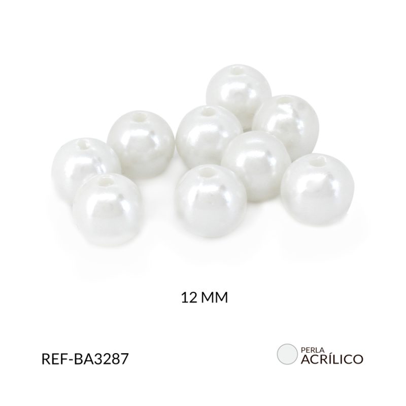 Separador acrílico imitación perla blanca 12mm paquete x20 gramos