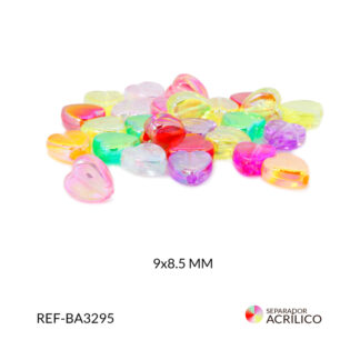 Separador acrílico corazon mix cristal boreal 9x8.5mm paquete x 10 gramos
