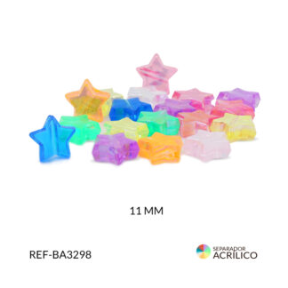 Separador acrílico estrella mix cristal boreal 11mm paquete x 10 gramos