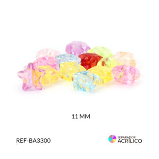 Separador acrílico estrella mix cristal 11mm paquete x10 gramos
