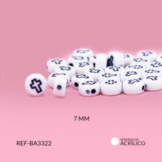 Separador acrílico plano blanco cruz negra 7mm paquete x 10 gramos