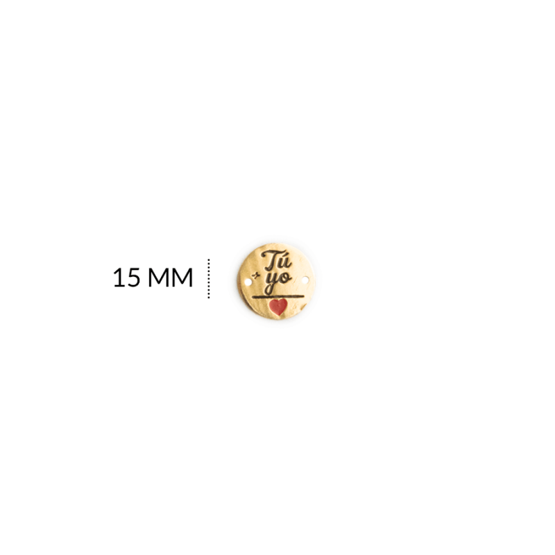CENTRO PULSERA BRONCE FRASE TU + YO 15MM / color dorado / X UNIDAD / REF-BC0061D / REF-BC0061D